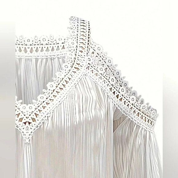 Women's Open Shoulder Lace Trim Casual Vacation Matching Shirt piece of CRAP! - Picture 2 of 5